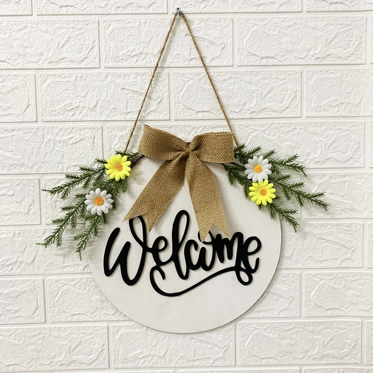 TBD0561750102.jpg Decoraciones para el hogar, corona de Pascua, accesorios de tiro, corona para colgar en la puerta, Whiteboard Black Letter Welcome Sign - Imagen 1