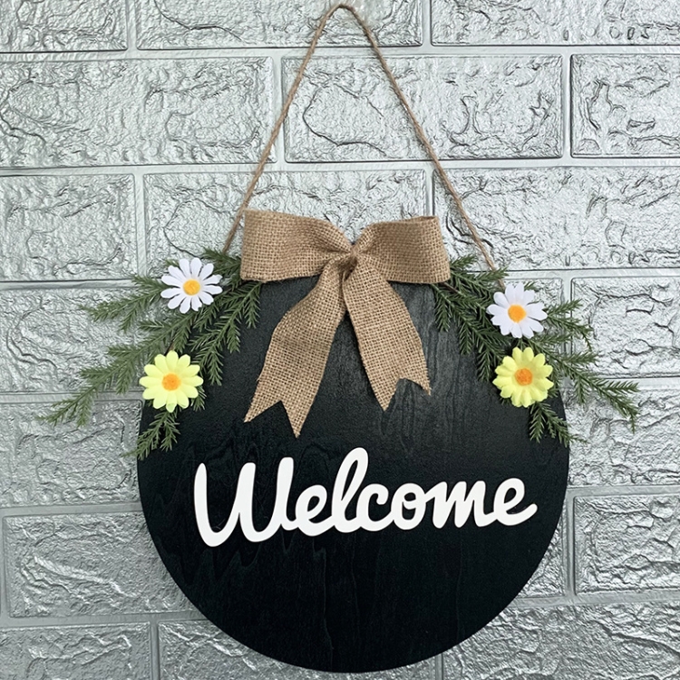 TBD0561750103.jpg Decoraciones para el hogar, corona de Pascua, accesorios de tiro, corona para colgar en la puerta, Dark Blue Welcome Wooden Sign - Imagen 1