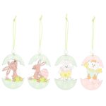 5 paquetes de colgantes de madera de Pascua, artículos decorativos de ambiente festivo, Bunny Egg Shell, Rabbit Lifting Eggshell, Small Egg Shell, Yellow Rabbit Eggshell, Pink Egg, Yellow Rabbit Tooth Egg, Light Yellow Upside-down Rabbit Eggs, Blue Egg... - Imagen 4