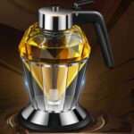 Lata de aceite de diamante Botella de aceite de vinagre a prueba de polvo de vidrio Botella de condimento de cocina multiusos con un clic