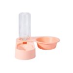 Suministros para mascotas, cuenco de comida para perros y gatos, cuenco doble giratorio plegable, Pink Without Bowl