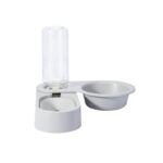 Suministros para mascotas, cuenco de comida para perros y gatos, cuenco doble giratorio plegable, Gray Without Bowl