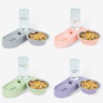 Suministros para mascotas, cuenco de comida para perros y gatos, cuenco doble giratorio plegable, Gray With Bowl - Imagen 2