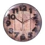 Reloj de pared redondo digital tridimensional retro simple de imitación de madera