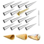 2 juegos 16 en 1 juego de moldes crujientes para helado de acero inoxidable herramienta de croissant de rodillo cónico