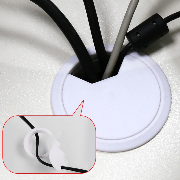 TBD0563873308.jpg Caja de cables redonda de plástico ABS, cubierta de orificio para cables de escritorio de computadora, 20 Uds., 80mm (White) - Imagen 1