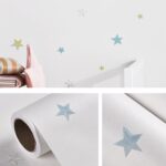 Papel pintado autoadhesivo 3D estrellas luna pegatina de pared para niños mediterráneos, 0.53 x 3m