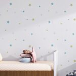 Papel pintado autoadhesivo 3D estrellas luna pegatina de pared para niños mediterráneos, 0.53 x 3m - Imagen 3