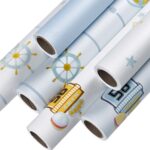Papel pintado autoadhesivo 3D estrellas luna pegatina de pared para niños mediterráneos, 0.53 x 3m - Imagen 4