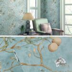 Papel tapiz no tejido autoadhesivo estéreo 3D, flor Pastoral, dormitorio, sala de estar, TV, pegatina de pared de fondo, 0.53x5m