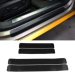 5 Juegos de pegatinas de fibra de carbono para umbral de coche, tira antiarañazos para puerta de coche, película protectora antipatadas, tira de umbral, 4 PCS / Set 3D Black