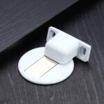 Tope de puerta magnético fuerte, silencioso, de succión no perforada, de aleación de Zinc, 2 uds., White