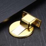 Tope de puerta magnético fuerte, silencioso, de succión no perforada, de aleación de Zinc, 2 uds., Bright Gold