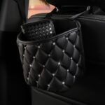 Bolsa de almacenamiento para el respaldo del asiento del automóvil Bolsa de red de almacenamiento para automóvil con tachuelas de diamantes Personalidad Bolsa de almacenamiento multifunción para automóvil