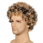 Hombres Peluca Rizos Cabello Fibra Química Tocado