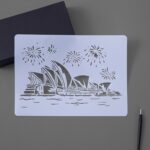 Plantilla de pintura de serie de construcción Plantilla de etiqueta A4 de ciudad temática, 9 Sydney