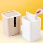 Mini mesa de centro de oficina, bote de basura para almacenamiento con tapa batidora de plástico de escritorio - Imagen 3