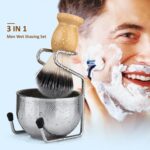 B3004 3 unids/set herramientas de estilismo para hombres, cepillo de nailon para Barba, estante, cuenco de espuma - Imagen 2