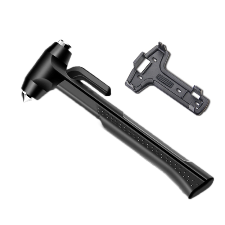 TBD0571899304.jpg Martillo salvavidas de seguridad para coche, rompeventanas multifuncional de emergencia para coche, Deluxed Black With Fixed Rack - Imagen 1