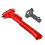 Martillo salvavidas de seguridad para coche, rompeventanas multifuncional de emergencia para coche, Deluxed Red With Fixed Rack