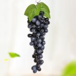 Simulación de fruta, simulación de uvas, PVC con accesorios para brotes de uva color crema, 2 Bunches 85 Black Grapes