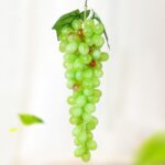 Simulación de fruta, simulación de uvas, PVC con accesorios para brotes de uva color crema, 2 Bunches 85 Green Grapes
