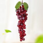 Simulación de fruta, simulación de uvas, PVC con accesorios para brotes de uva color crema, 2 Bunches 85 Red Grapes