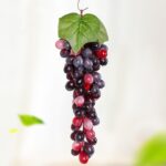 Simulación de fruta, simulación de uvas, PVC con accesorios para brotes de uva color crema, 2 Bunches 85 Grain Agate Grapes