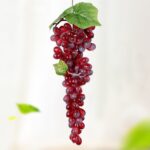 Simulación de fruta, simulación de uvas, PVC con accesorios para brotes de uva color crema, 2 Bunches 110 Red Grapes