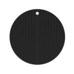 Almohadilla de aislamiento térmico para ollas de silicona para cocina geométrica, 2 uds., Round(Black)