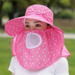 2 uds gorra de aislamiento con estampado de cereza protector solar para cubrir la cara gorra de viaje al aire libre, Full Cherry (Rose Red)