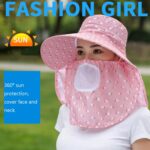 2 uds gorra de aislamiento con estampado de cereza protector solar para cubrir la cara gorra de viaje al aire libre, Full Cherry (Orange Pink) - Imagen 2