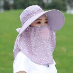 2 uds gorra de aislamiento con estampado de cereza protector solar para cubrir la cara gorra de viaje al aire libre, Half Cherry (Gray Purple)