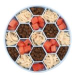Cuenco antideslizante antiestrangulamiento para comer lentamente para mascotas, ventosa de silicona, cuenco en forma de panal, Medium Blue