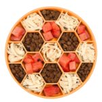 Cuenco antideslizante antiestrangulamiento para comer lentamente para mascotas, ventosa de silicona, cuenco en forma de panal, Medium Orange