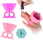 5 PCS Cubierta de botella de esmalte de uñas portátiles de silicona Anti-Splash Nail Polaco dedo Tenedor dedo Color aleatorio