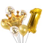 2 uds cumpleaños bebé niños corona dorada película de aluminio número globo conjunto decoración de escena de boda