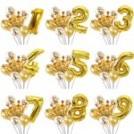 2 uds cumpleaños bebé niños corona dorada película de aluminio número globo conjunto decoración de escena de boda - Imagen 2