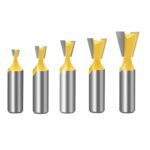 Cortador de cola de milano con mango de 1/2, fresa pequeña para grabado en madera, especificación:, 5 PCS/Set