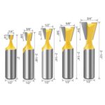 Cortador de cola de milano con mango de 1/2, fresa pequeña para grabado en madera, especificación:, 5 PCS/Set - Imagen 2