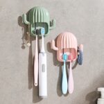 4 PCS Divertido Cactus Titular de cepillo de dientes Punch-Free Multifuncional Drenaje de baño Gancho de almacenamiento, entrega aleatorio de color - Imagen 5