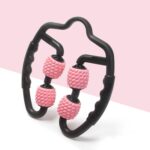 Rodillo de masaje muscular con eje de espuma, rodillo de Yoga, suministros de ejercicios, 4-wheel RingWater-drop Type Cherry Pink