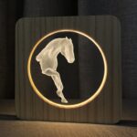 FS-A3762W Luz de noche de dormitorio de lámpara de mesa de madera de caballo 3D, Horse