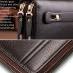 LEINASEN A80 Multi-Card Men Hand Bag Cartera de gran capacidad con cremallera doble - Imagen 5
