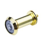 2 PCS Puerta de seguridad Ojo de gato HD Lente de vidrio 200 grados Gran angular Anti-Pequeño Ojo de puerta de hotel, 16mm Bright Gold