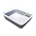 Caja de almacenamiento de vajilla de drenaje plegable de silicona de 2 piezas, Drainage Dish Rack