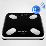 ISCRLE7 Báscula de peso inteligente Instrumento de medición de grasa corporal Bluetooth, Battery Model(Bright Black)