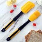 Raspador horneado 2 en 1, resistente a altas temperaturas, hoja de mantequilla de silicona, juego de cepillos para untar crema y pasteles - Imagen 2