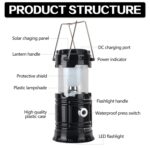 Luz LED para tienda de campaña, luz Solar recargable para acampar, linterna multifuncional estirable, compatible con salida USB, enchufe europeo, Solar + EU Plug - Imagen 4