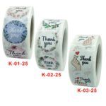 10 rollos de pegatinas florales de agradecimiento, pegatina decorativa para regalo de boda, K-01-25, K-02-25, K-03-25h - Imagen 3